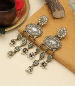 Pista green color kundan earrings