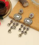 Purple color kundan earrings