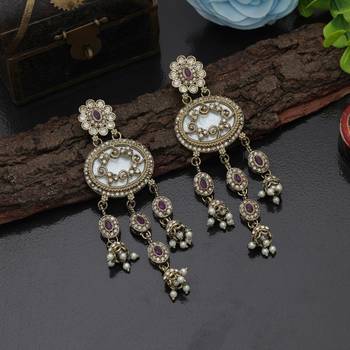 Purple color kundan earrings 2
