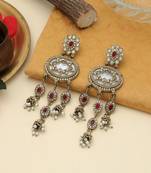 Maroon color kundan earrings