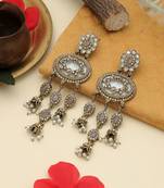 Lavendar color kundan earrings