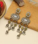 Yellow color kundan earrings