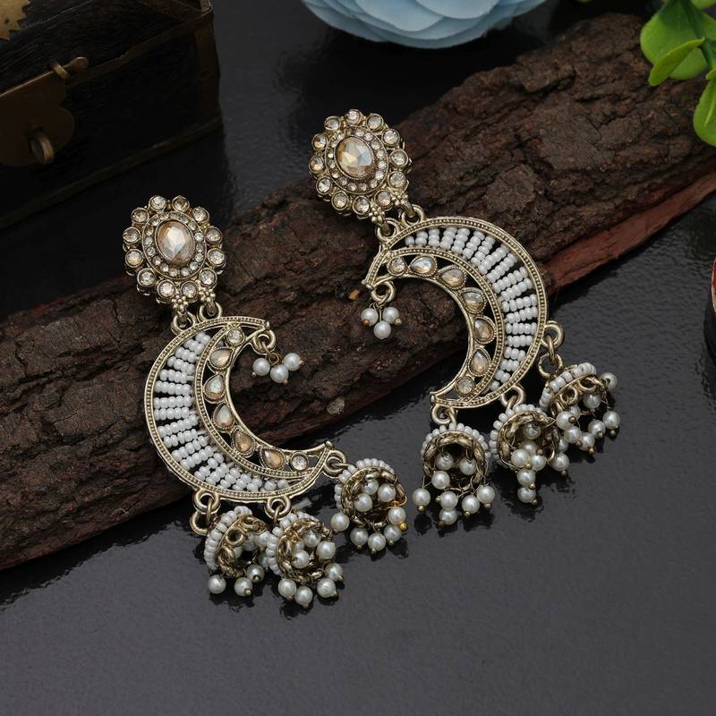 Gold color kundan earrings