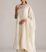 Ivory kota silk kurta set