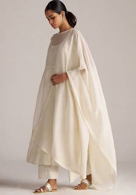 Ivory kota silk kurta set 3