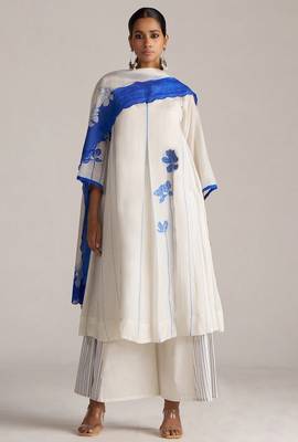 Marshmellow and cobalt blue kurta set 1