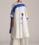Marshmellow and cobalt blue kurta set