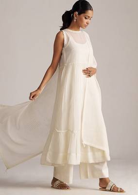 Ivory kota silk kurta set 4