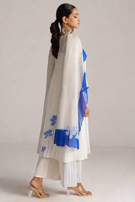 Marshmellow and cobalt blue kurta set 3