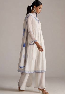 Marshmellow and cobalt blue chanderi kurta set 4