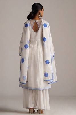 Marshmellow and cobalt blue chanderi kurta set 5
