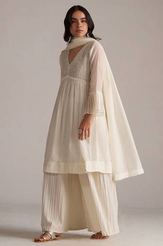 Ivory pure chanderi kurta set