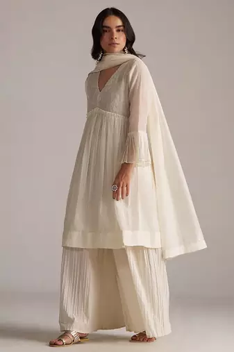 Ivory pure chanderi kurta set
