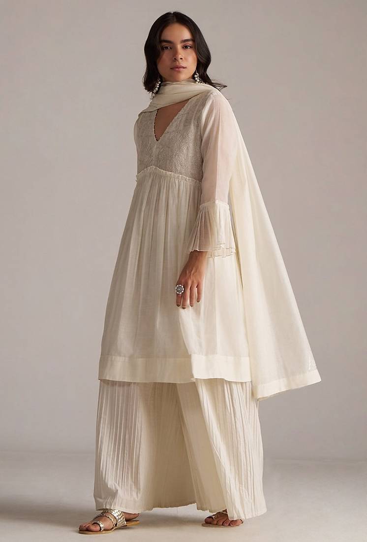 Ivory pure chanderi kurta set