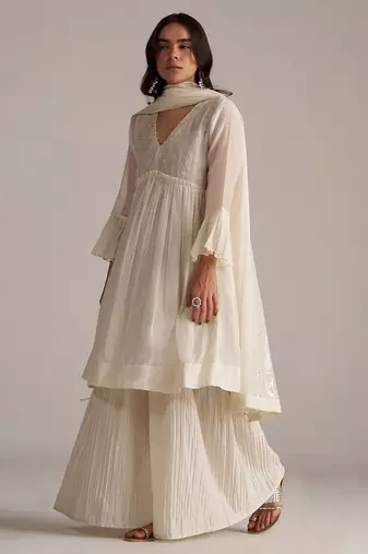 Ivory pure chanderi kurta set