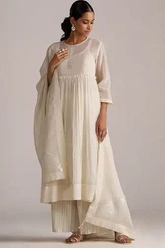 Ivory pure chanderi kurta set
