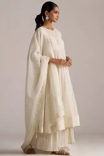 Ivory pure chanderi kurta set