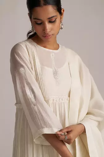 Ivory pure chanderi kurta set