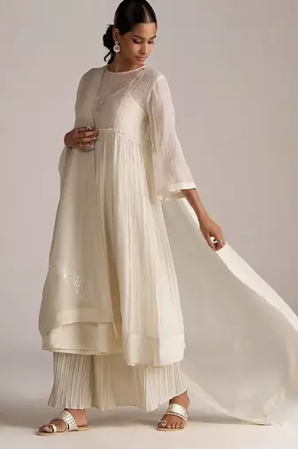 Ivory pure chanderi kurta set