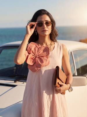 Peach cotton floral dress 2