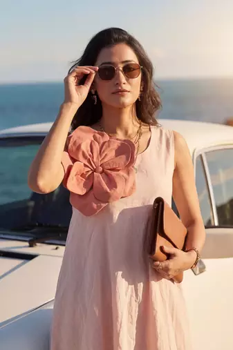Peach cotton floral dress