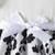 White & black floral printed cotton blend ruffle sleeve fit & flare girls dress