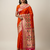 Orange soft kanjeevaram paithani silk zari weaving saree with contrast blouse piece