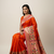 Orange soft kanjeevaram paithani silk zari weaving saree with contrast blouse piece