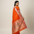 Orange soft kanjeevaram paithani silk zari weaving saree with contrast blouse piece