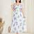 White floral printed georgette a-line midi dress