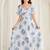White floral printed georgette a-line midi dress