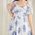 White floral printed georgette a-line midi dress