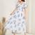 White floral printed georgette a-line midi dress