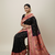 Black soft kanjeevaram paithani silk zari weaving saree with contrast blouse piece
