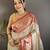 Off white soft kanjeevaram paithani silk zari weaving saree with contrast blouse piece