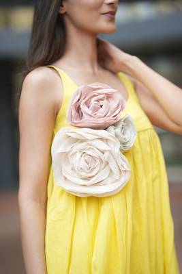 Lemon yellow pure cotton mini floral summer dress 5