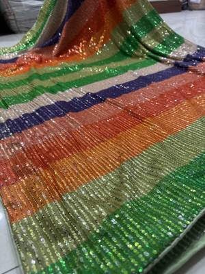 Multi Color Sequins Work art silk saree 5