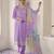 LightPurple Cotton Silk Embroidery Sequence Work Salwar Suit Dupatta Set For Women