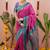 Rani pink floral, zari work soft silk saree with blouse