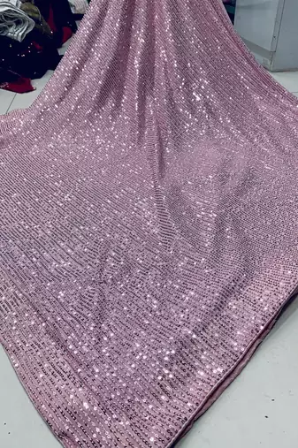 Light Pink Color  Sequins Work art silk saree