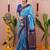 Sky blue floral, zari work soft silk saree with blouse