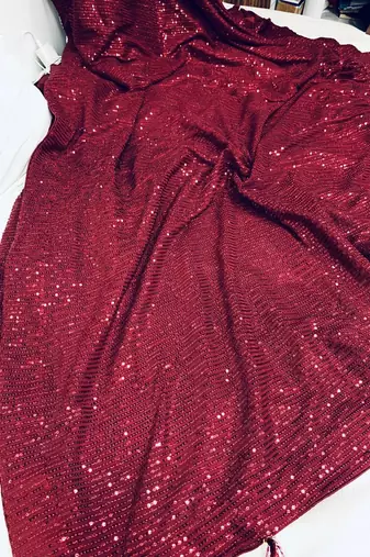 Maroon Color  Sequins Work art silk saree