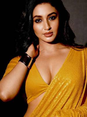 Yellow Color  Sequins Work art silk saree 2