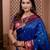 Blue floral, zari work soft silk saree with blouse
