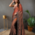 Brown Rangoli Silk Embroidery Double Shade Saree with Unstitched Blouse Piece