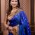 Royal blue floral, zari work soft silk saree with blouse