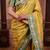 Yellow floral, zari work soft silk saree with blouse