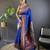Blue paithani silk saree with unstitched blouse piece