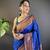 Blue paithani silk saree with unstitched blouse piece