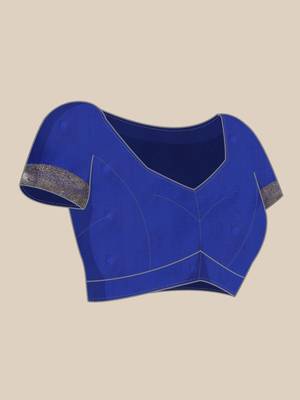 blue paithani silk saree unstitched blouse 5
